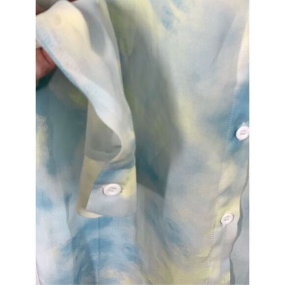 Dazy Women's Tie-Dye Sheer Button-Down Long Sleeve Top Multicolor Size XL - Picture 7 of 9
